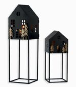 Set de 2 lanternes forme maison