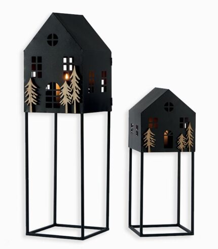 Set de 2 lanternes forme maison