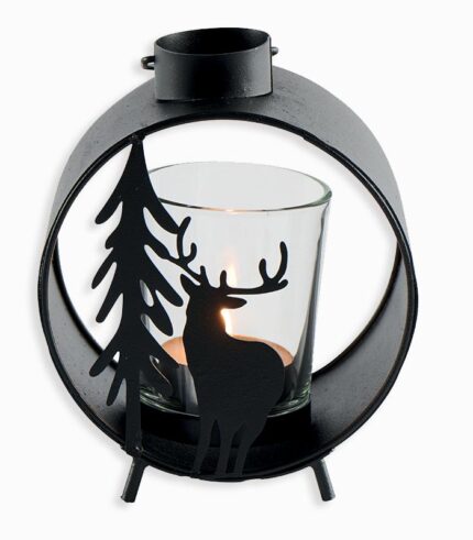 Bougeoir rond en métal ajouré