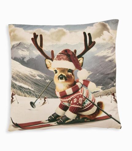 Coussin CERF SKIEUR avec pull