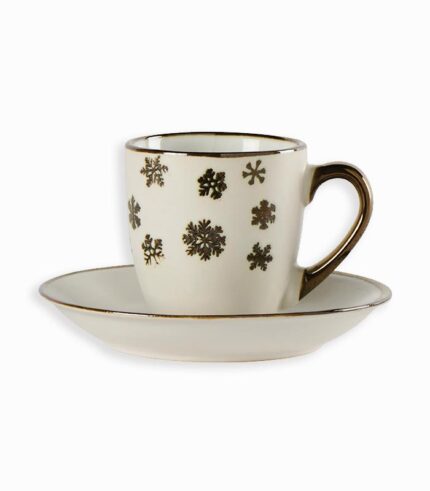 Tasse et sous-tasse KYRSTEN blanche