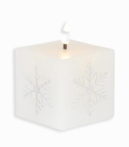 Bougie LED cubique flocon argenté