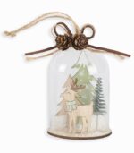 Décor sous cloche sapins et cerfs