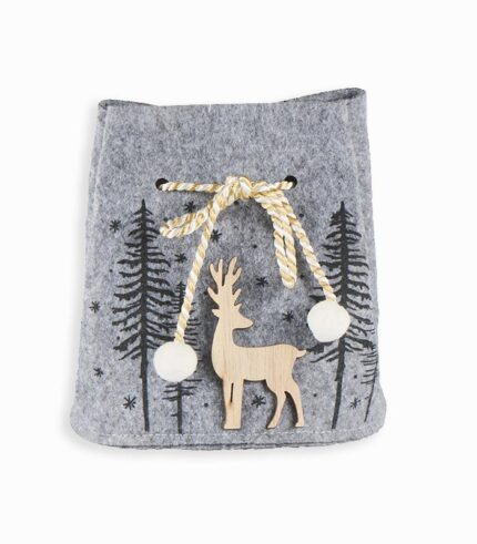 Sac feutrine grise sapins et flocons