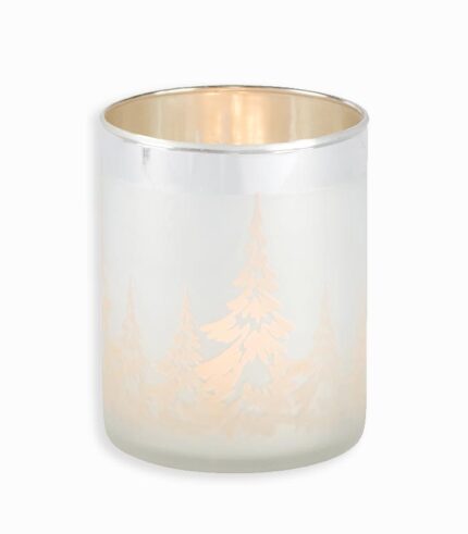 Photophore argenté décor sapins