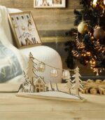 Décor sapins téléphérique et chalet