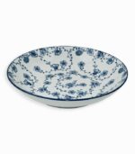 Assiette creuse en porcelaine blanche avec fleurs bleues