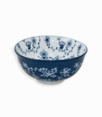 Coupelle en porcelaine blanche avec fleurs bleues