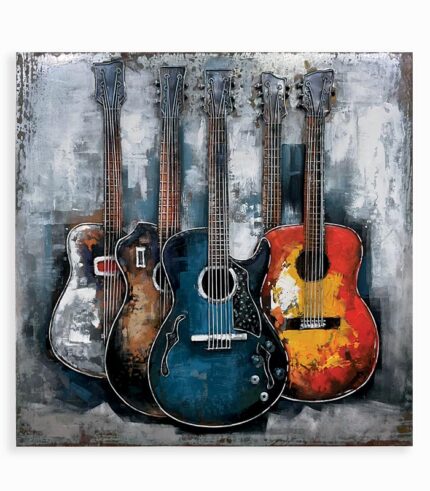 Tableau métal 5 GUITARES SÈCHES