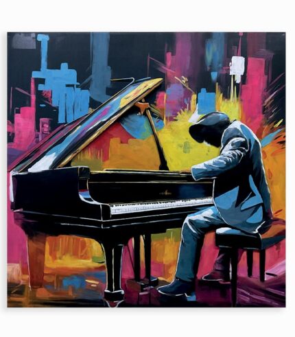 Tableau métal JOUEUR DE PIANO