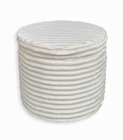 Pouf-coffre en velours côtelé blanc