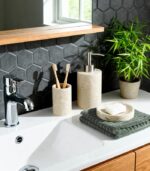 Accessoire salle de bains marbre rose