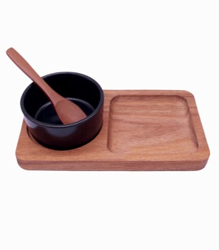 Ramequin avec plateau en acacia