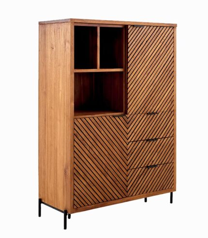 Enfilade teck massif CROXTON 2 portes 3 tiroirs