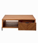 Table basse teck massif CROXTON 2 tiroirs