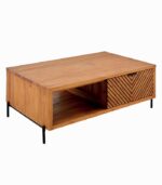 Table basse teck massif CROXTON 2 tiroirs