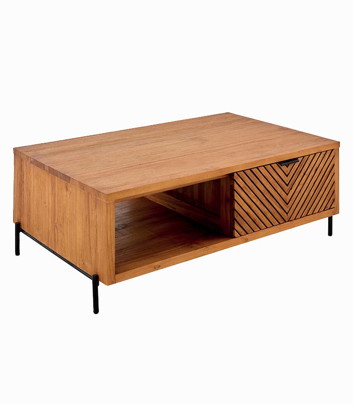 Table basse teck massif CROXTON Table basse teck massif CROXTON 2 tiroirs