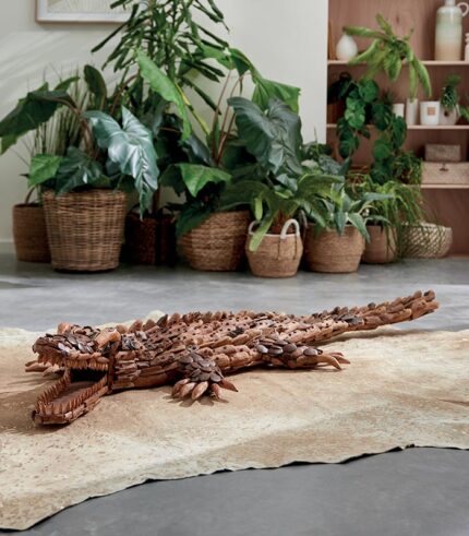 Sculpture en teck crocodile