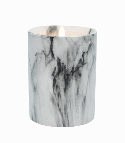 Bougie LED cylindrique façon marbre