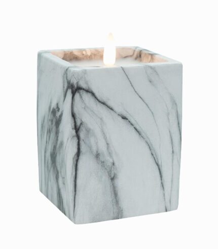 Bougie LED rectangulaire façon marbre