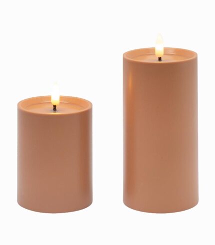 Bougie LED cylindrique plastique terracotta / Set de 2