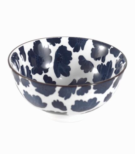 Coupelle porcelaine blanche imprimée fleurs bleues