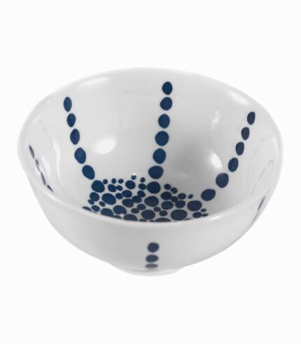 Coupelle porcelaine blanche imprimée points bleus