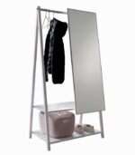 Vestiaire en bois blanc avec miroir