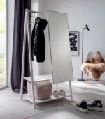 Vestiaire en bois blanc avec miroir