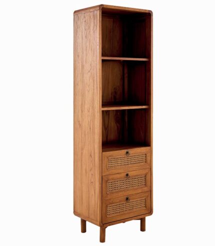 Colonne teck massif CARAWA 3 niches 3 tiroirs