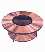 Table basse bois de bateau BADU double plateau Ø 100 cm