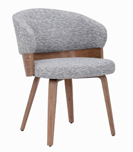 Chaise design scandinave en bois et tissu gris