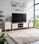 Meuble TV logan bois blanc