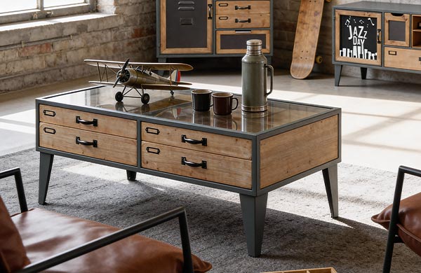 Mobilier en sapin et fer MINDY