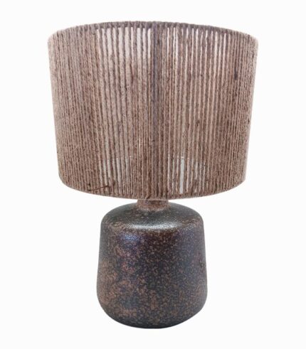 Lampe céramique noir abat-jour corde