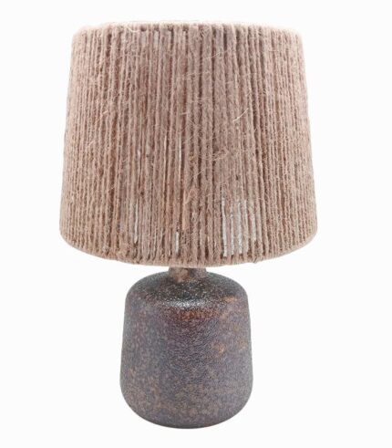 Lampe céramique noir abat-jour corde