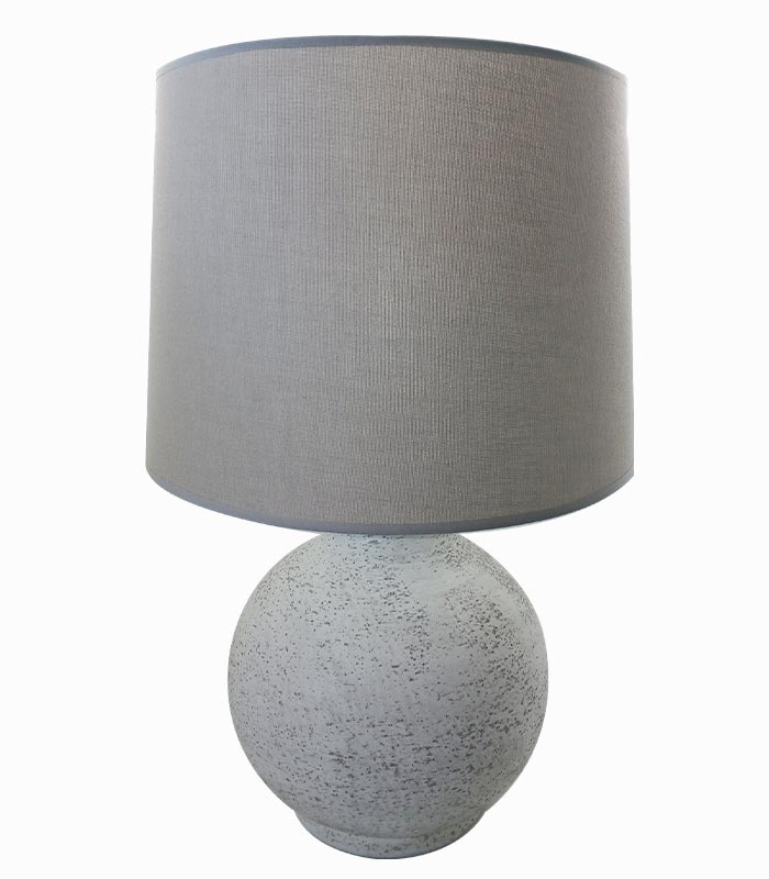Lampe céramique gris clair abat-jour tissu Lampe céramique gris clair abat-jour tissu