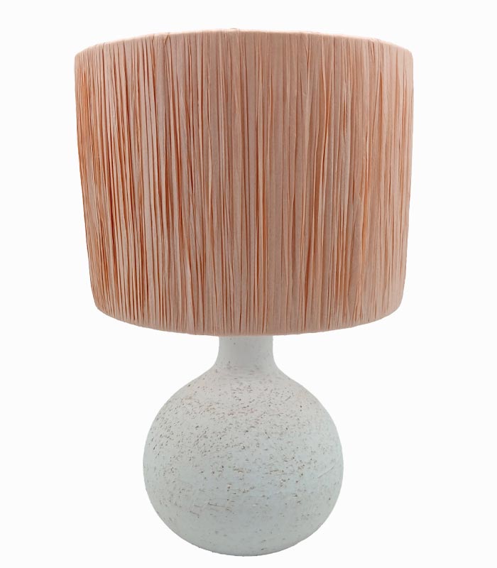 Lampe céramique blanche abat-jour papier tressé Lampe céramique blanche abat-jour papier tressé