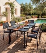 Table de jardin alu noir KEROS