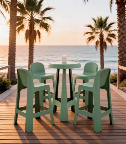 Chaise de bar et table haute PVC MILOS