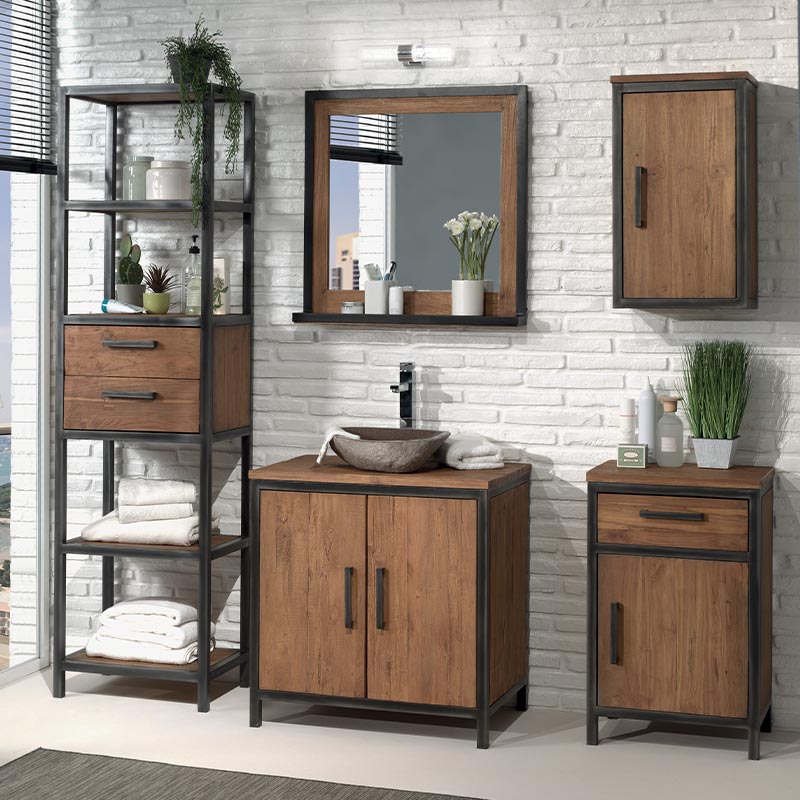 Mobilier de rangement en bois pour salle de bain