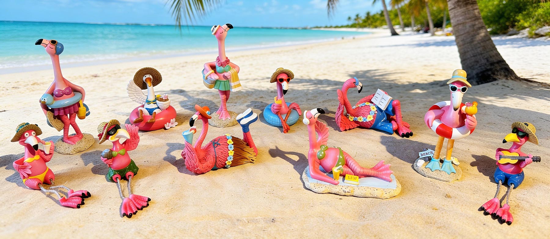Statuettes humoristiques flamants roses