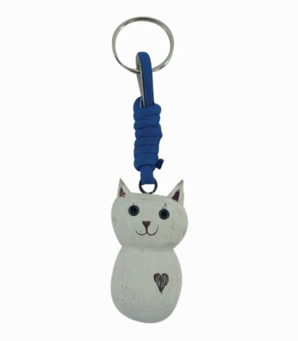Porte-clés chat blanc
