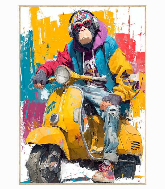 Tableau toile CHIMPANZÉ EN VESPA Tableau toile CHIMPANZÉ EN VESPA
