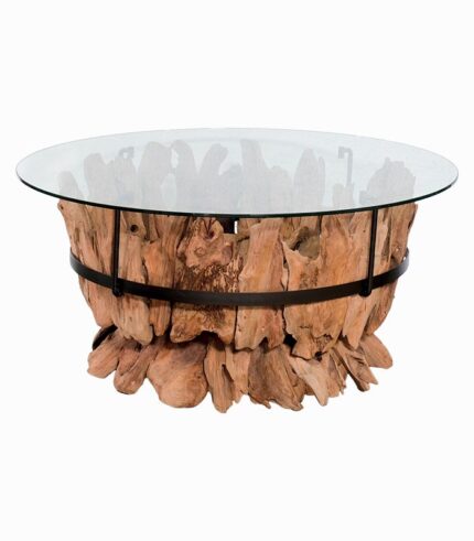 Table basse ronde racines de teck HANKAT