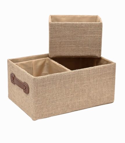 Panier de rangement en jute beige