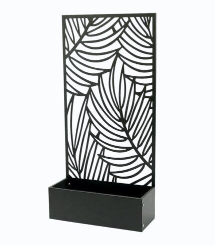Porte plantes design végétal en fer noir