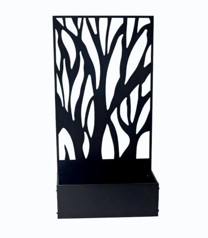 Porte plantes design végétal en fer noir